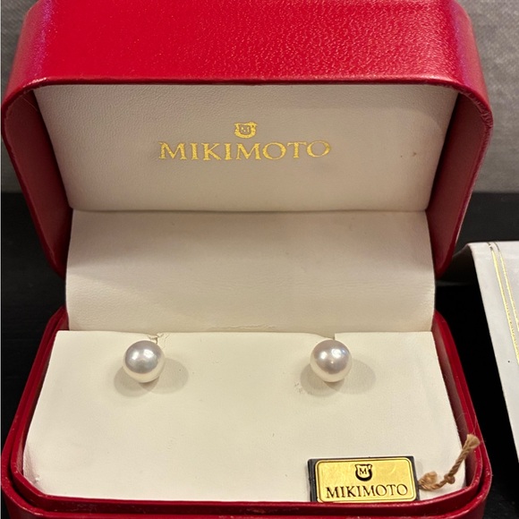Mikimoto Jewelry - Mikimoto 18k Akoya Pearl Earrings, 7mm, A quality